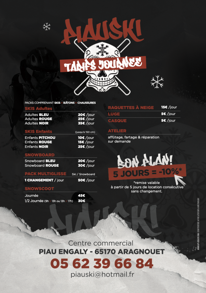 TARIFS PIAU SKI
